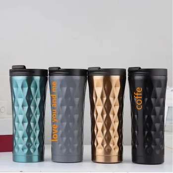 

Modern 500ml double layer stainless steel car coffee mug thermos travel thermal insulation hot water tumbler thermos LB100617