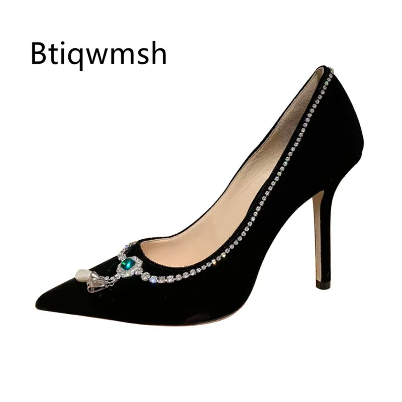 

2020 Newest Design Pumps Women Pointed Toe Rhinestone Diamond High Heel Shoes Woman Fashion Party Shoes