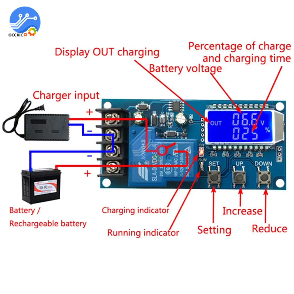 XY-L30A BMS 6-60V 30A Аккумулятор для хранения 18650 литиевая батарея Защитная плата для зарядки Модуль контроллера с ЖК-дисплеем