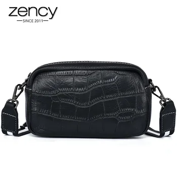 

Zency 2020 Women New Trend Handbag 100% Genuine Leather Female Shoulder Bag Simple Casual Ladies Crossbody Bag Black Quality A+