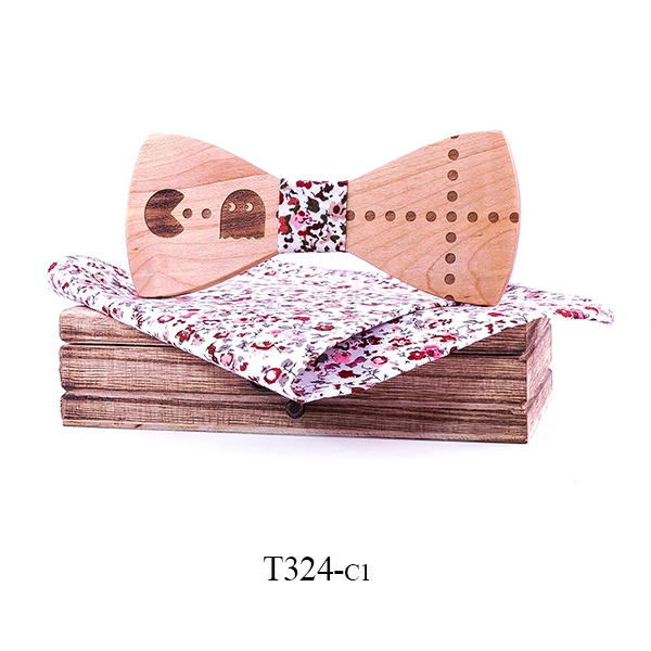 Деревянный галстук-бабочка, мультяшный галстук-бабочка, мужской модный Декор, выдающийся галстук, повседневный мужской деловой галстук-бабочка для мужчин, галстук-шарф для вечеринки - Цвет: T324-C1