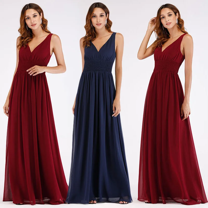 

2018 Europe And America New Style Formal Dress New Style-Double-Sided Deep V Dress
