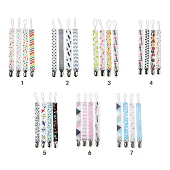 

4 Pack Baby Dummy Clip Pacifier Strap Holder Multicoloured Washable Soother Clip Chain with Unique 2-Sided Stylish Design