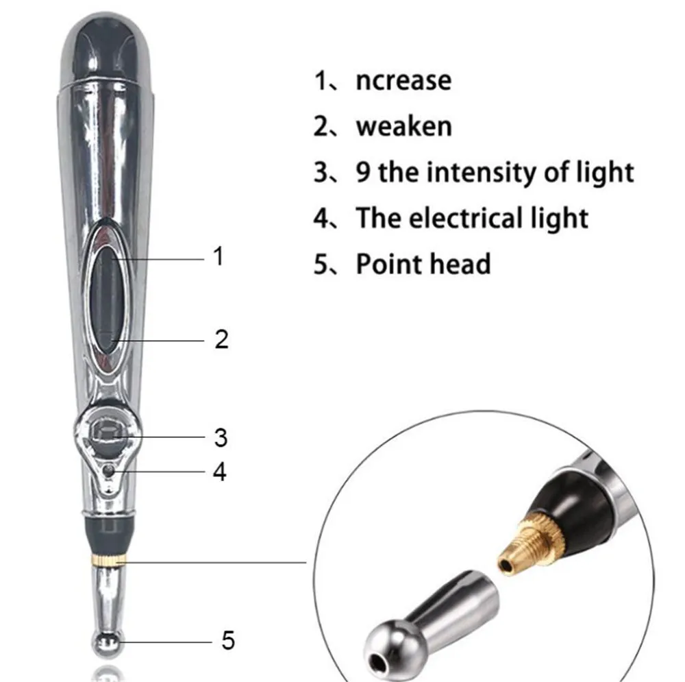 Les 12 Points Miraculeux D Acupuncture Stylo de Massage électrique à points d'acupuncture, 10 pièces/lot,  soulagement de la douleur, thérapie au Laser, méridien électronique, stylo d'énergie,  tête de corps | AliExpress