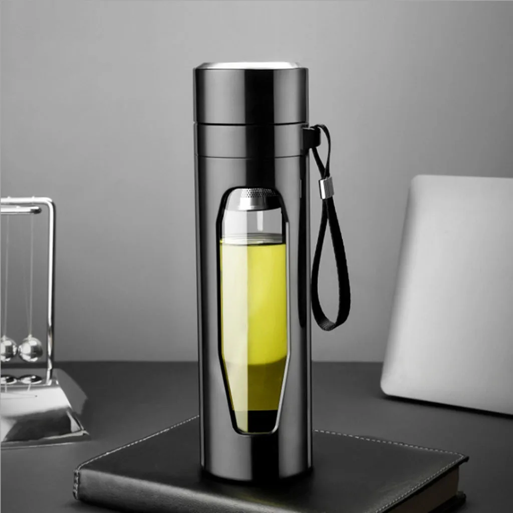 Glass Water Bottle Coffee Tea Cup Infuser With Lid Filter Drinkware Accessories Glass Water Bottle Stainless steel