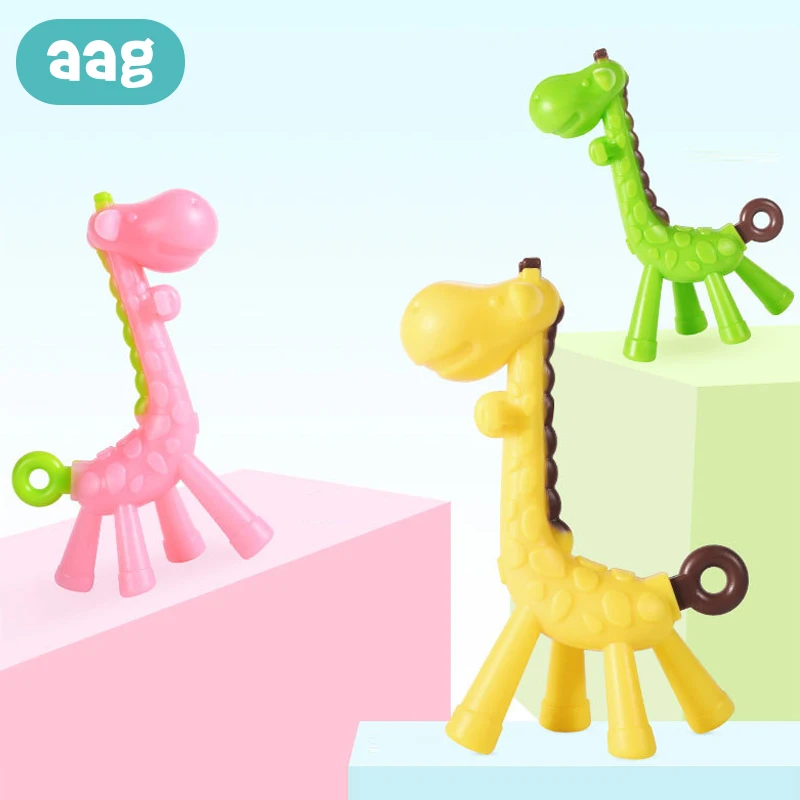 

AAG Animal Baby Teether Silicone Teething Toys Baby Rodent Pacifier Pendant Molar Rod Newborn Chew Massage Products Oral Care