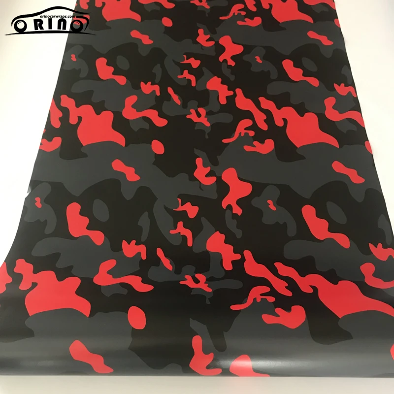 Autocollant d'enveloppe de vinyle de camouflage noir gris rouge-3