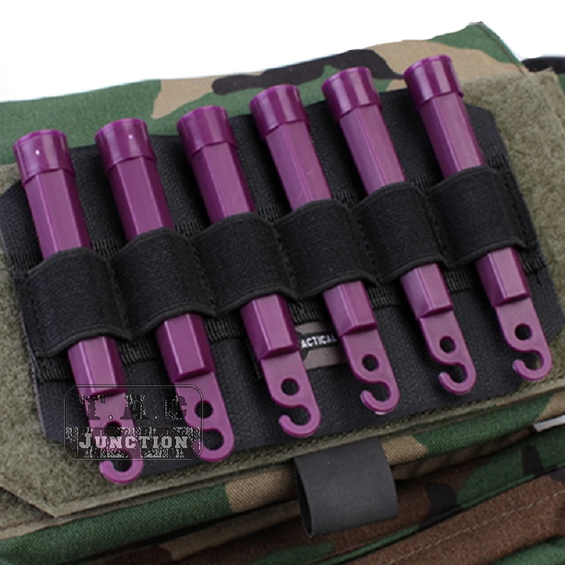 

Tactical 6 Holes Chemlight Light Stick Storage Holder 6-Cell AA Battery Holder Hook Pouch For MK4 Chest Rig Vest