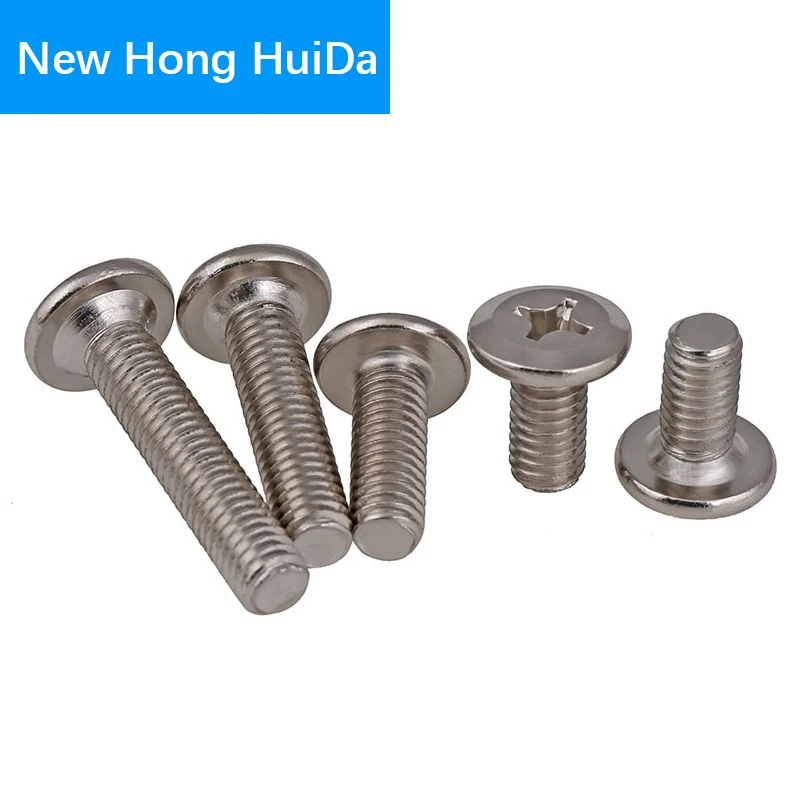M6 M8 Flat Round Machine Screw Metric Thread Cross Recessed Furniture Screw Bolt Barrel Steel Nickel Plated