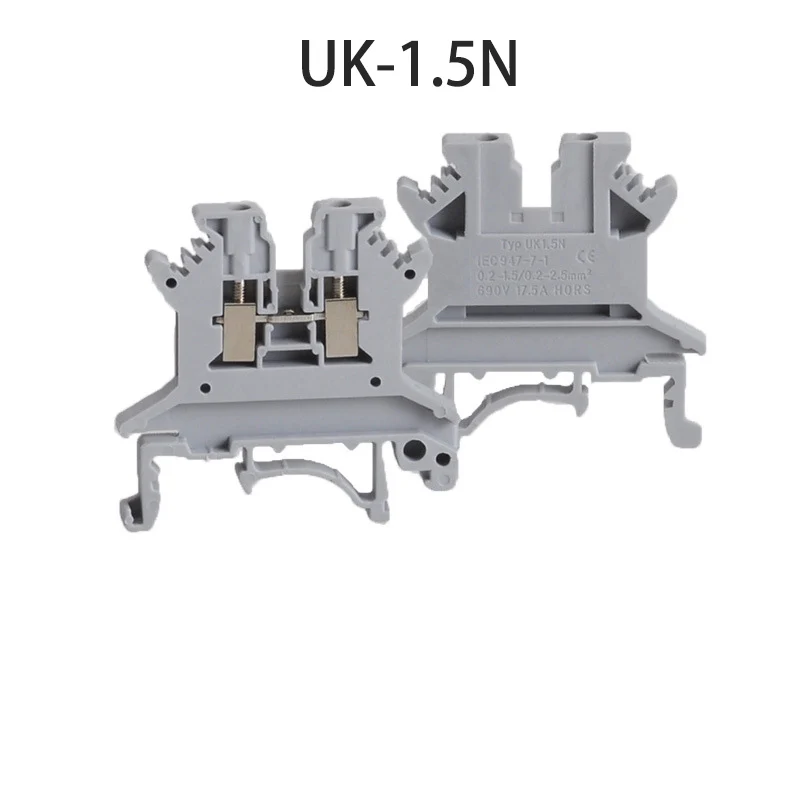 

50PCS UK-1.5N 1.5square voltage terminal block rail type DIN rail universal combination terminal block multi UK-1.5N