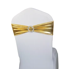 50 шт./лот, металлический золотой/серебристый/черный 10 цветов, декоративный стул с поясом, лента для свадебной вечеринки, спандекс, чехол для стула