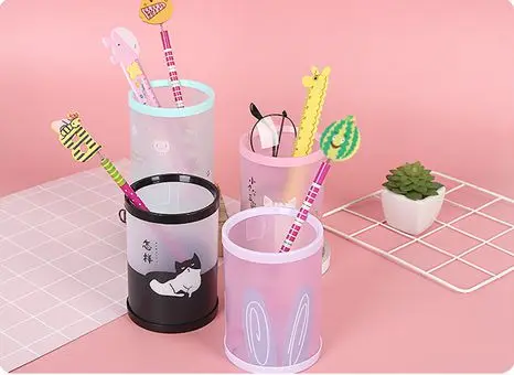 

Cute Round Ruler Pen Pencil Pot Holder Cartoon DIY Desk Stationery Container Student Pen holder Office Organizer Kids Gifts