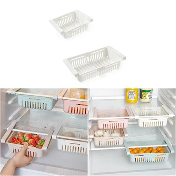 

Kitchen Adjustable Stretchable Refrigerator Organizer Drawer Basket Refrigerator Pull-out Drawers Box Rack Fridge Storage Shelf
