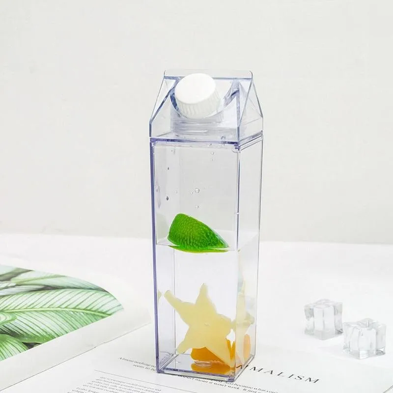 0.5L Creative Transparent Milk Water Bottle Outdoor Climbing Camping Leakproof Drinkware Children Reusable Shaker Cup Jug Bottle