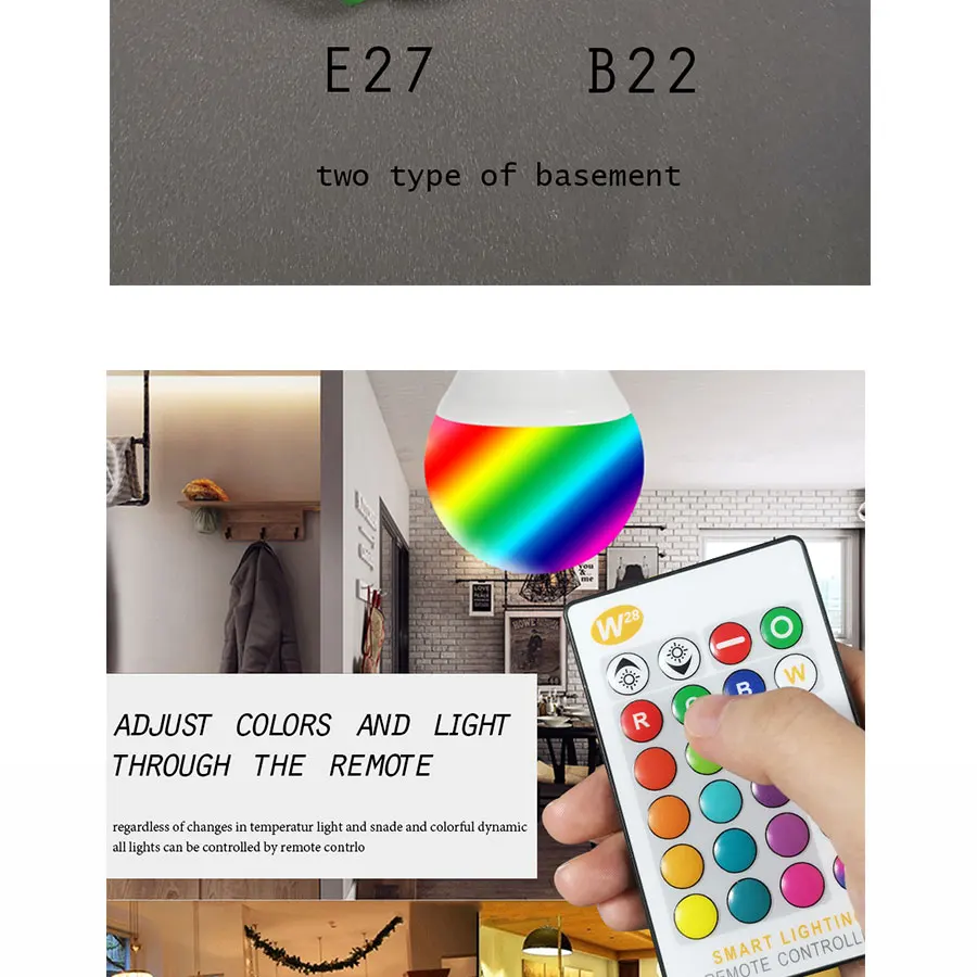 E27 B22 RGB AC85-285V светодиодный светильник 3 Вт 5 Вт 10 Вт RGB сменная цветная светодиодная лампа RGBW с ИК-пультом дистанционного управления+ режим памяти