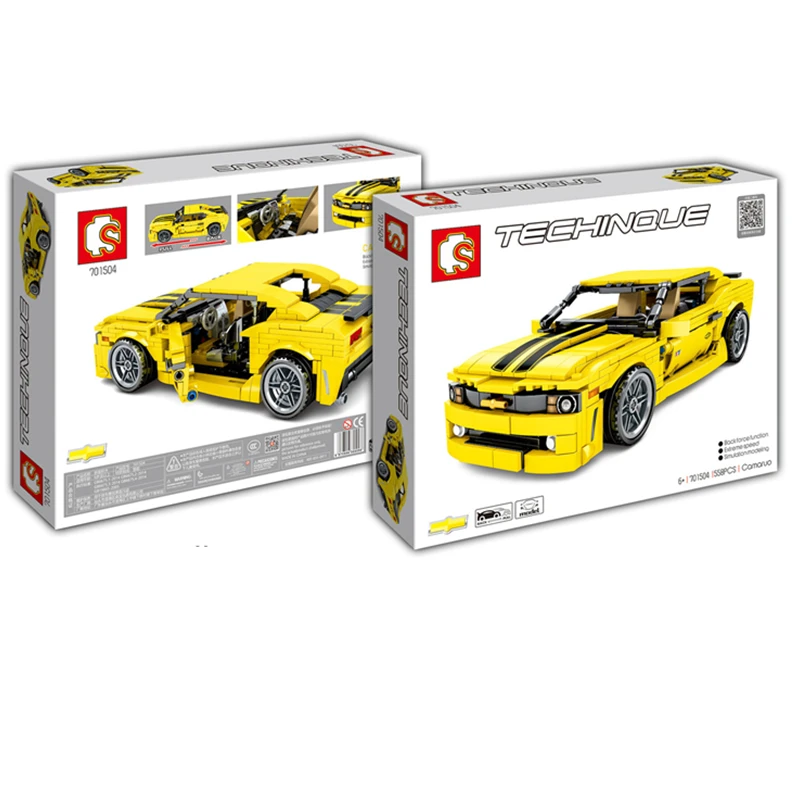 MOC Back Force GT Bumblebee Camaro Супер гоночный автомобиль запчасти Чемпион строительные блоки Наборы комплекты кирпичей игрушки совместимый создатель