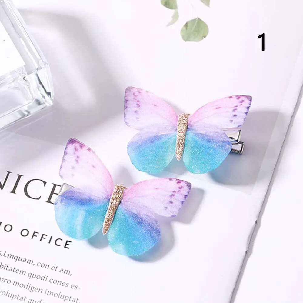 2 шт. Красочные Блестки Бабочка заколка для волос мультфильм мечта бабочка