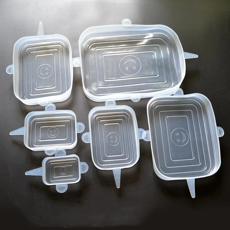 Reusable square Silicone Food Cover Stretch Lids Universal Food Wrap Cover Fresh Keeping Caps Stretchable Magic Lid