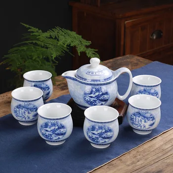 

Porcelain Service Gaiwan Tea Cups Mug of Tea Ceremony Teapot,Chinese Portable Kung Fu Travel Tea Set, Ceramic Teacup with bag
