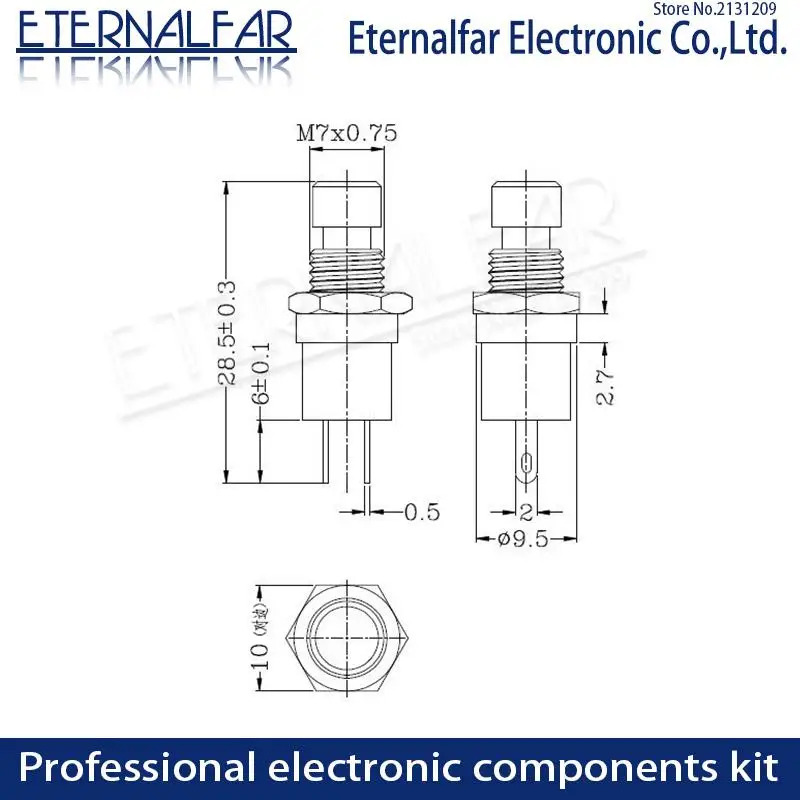 ВКЛ-ВЫКЛ 1A 250V 3A 125V AC DC высококачественный самоблокирующийся SPST нормально открытый мини кнопочный переключатель 7 мм маленькая кнопка с позолоченным