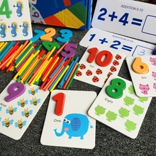 Jouets éducatifs Montessori pour enfants, autocollant en bois, pour compter, nombres, cognition, cadeau d'anniversaire