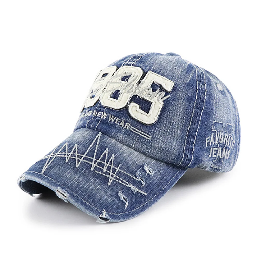 [AETRENDS] вышитая надпись потертая хлопковая джинсовая кепка регулируемая бейсбольная кепка мужская женская Спортивная Кепка s Z-9972