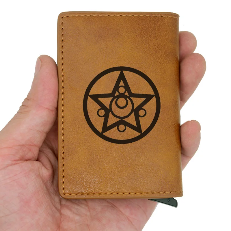 Fashion Sailor Moon Symbol Design Rfid Wallet Classic Men Women Credit Card Red Leather Wallets Short Purse