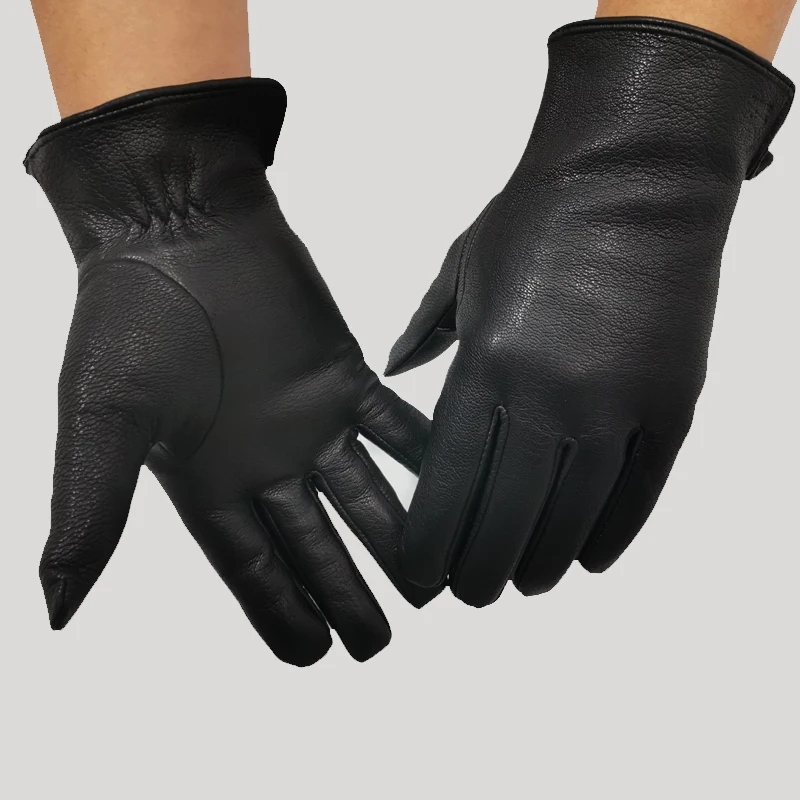 Зимние перчатки женские кожаные перчатки оленья кожа утолщенная волна воды стиль кашемировая подкладка осень и зима теплые