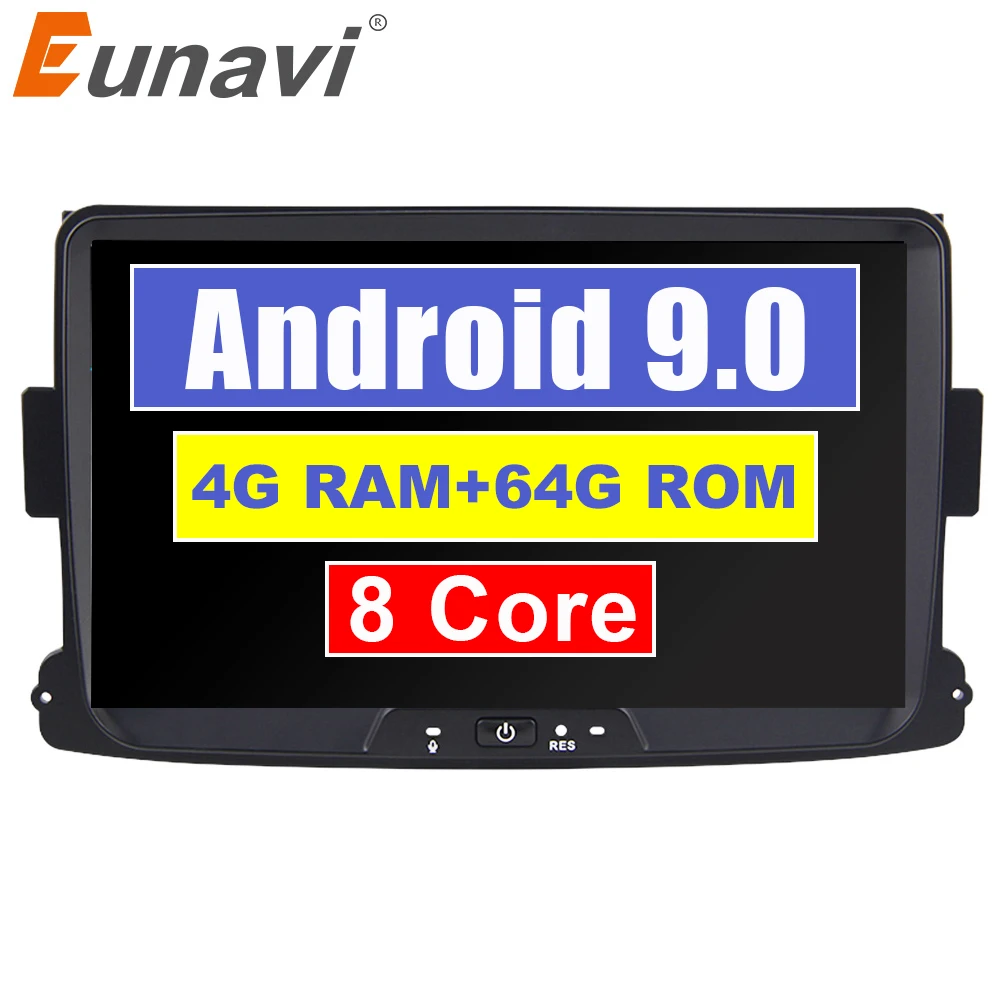 Eunavi 1 Din 8 ''Android 9,0 Автомобильный gps Navi Радио стерео для Dacia/Sandero/Duster/Renault/Captur/Lada/Xray 2 Logan 4G ram wifi USB