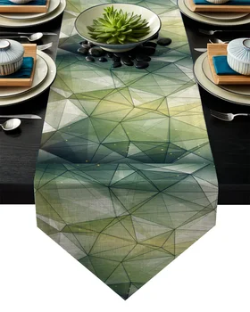 

Triangle Line Dark Green Irregular Shape Star Table Runner Table Flag Home Party Decorative Tablecloth Table Runners