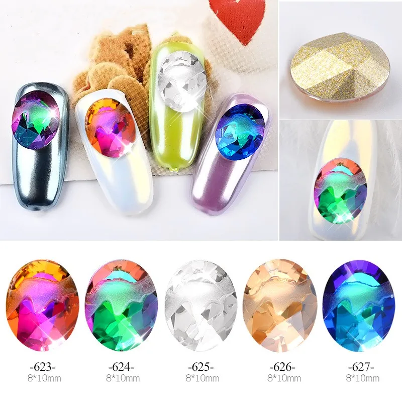 

Nail Rhinestones 3D Glass Colorful Shiny Pointed Bottom Flame Rock Polygon DIY Nail Art Decoration
