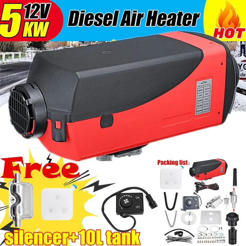 

5KW deep Single Hole Heater Air Parking Heater Rotary Switch LCD Switch and Digital Switch With Muffler Silencer