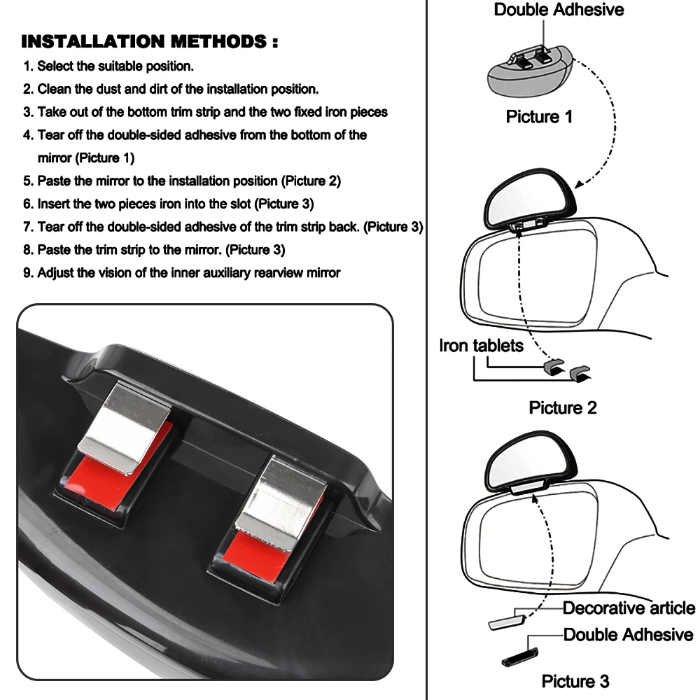 Car Mirror Convex Glass Auxiliary Rear View Blind Spot Dead Angle Tools Snap Way for Parking PDC Assist Automobile Accessories