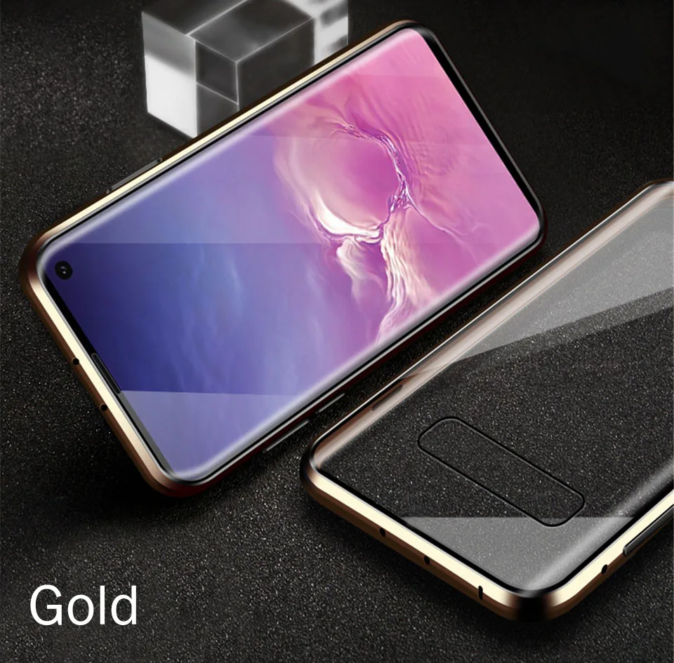 Чехол с магнитной адсорбцией для samsung Galaxy S10 S9 S8 Plus, металлическая рамка, стеклянная задняя крышка для телефона, чехол для samsung Note 9 8 S10 5G