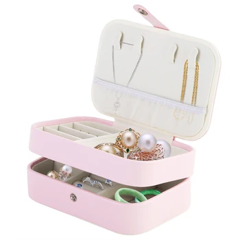 

Portable Dual-layer Plate Jewelry Box Travel Jewelry Storage Organizer Case for Earring Ear Stud Ring Necklace Box