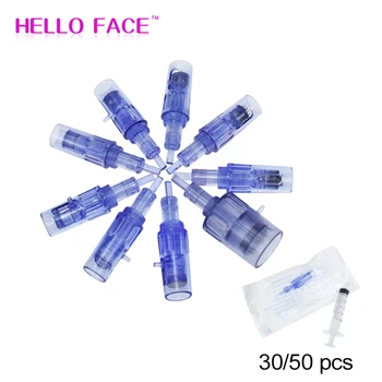 

30/50PCS Microneedle Cartridges Syringe Tube Screw Suits 2 in 1 Mini Water Hydra Gun Mesotherapy Injector Nano Auto Derma Stamp