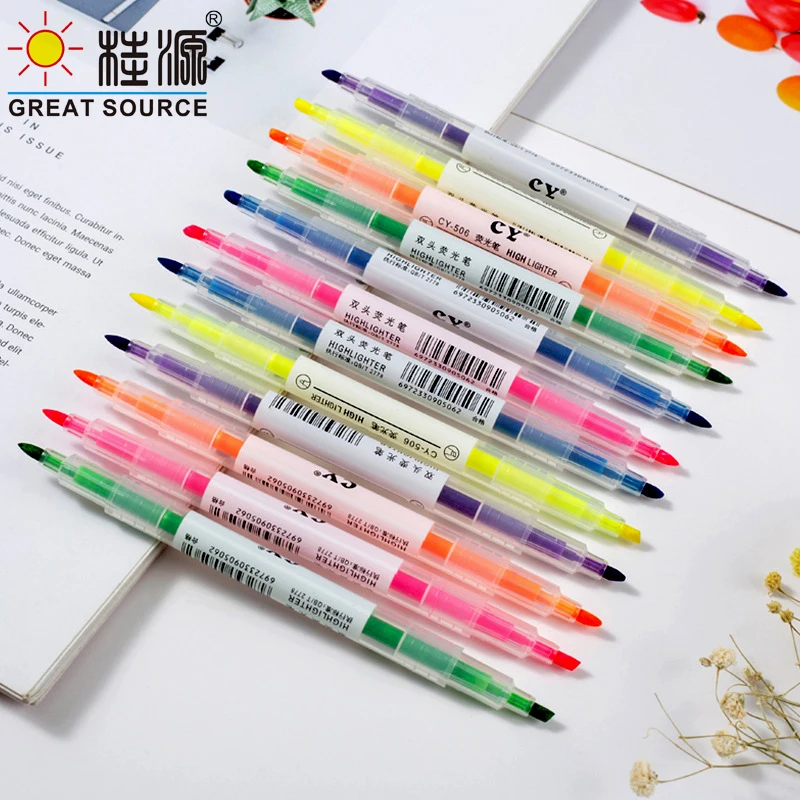 Assorted Color Highlighter Pen Double Head Round Oblique Tip Multi Pieces Pack 30sets Highlighters Aliexpress