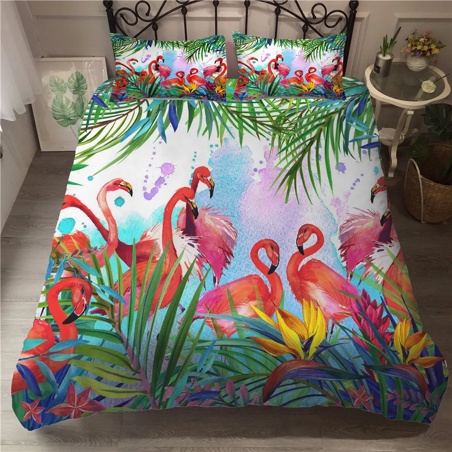 

A Bedding Set 3D Printed Duvet Cover Bed Set Flamingo Home Textiles for Adults Bedclothes with Pillowcase #HLN08