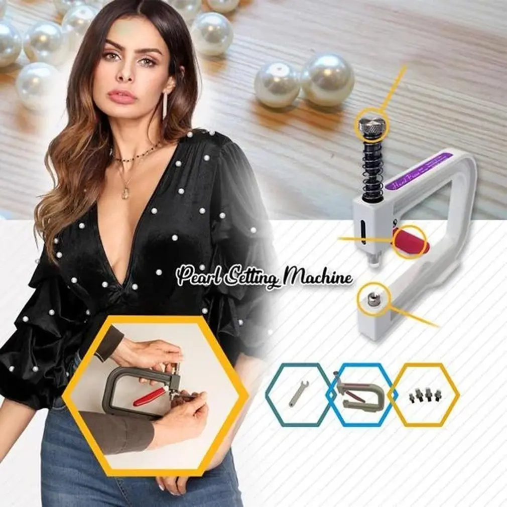 Ручной прибивать гвоздями машина для бисера DIY ручной Костюмы панамка с жемчужиной из бисера заклепки ремесло ремонт Вязание кепка со шнуровкой 4/5/6/10 мм пресс-форм набор швейных инструментов