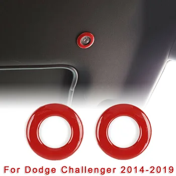 

2pcs Car Roof Reading Light Lamp Cover Trim Decor Red For Dodge Challenger 2014-2019 Car Styling Sticker Accessories