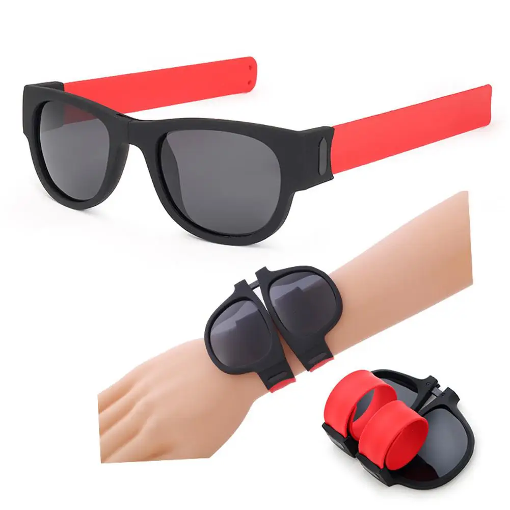 Black frame red Kuulee Силиконовое кольцо очки наручные очки складные поляризационные очки - Цвет: Black frame red