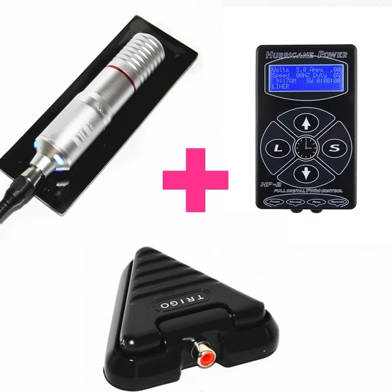 Tattoo Kit Новая татуировка машина ручка со светодиодным фонариком Мощный Тихий с hp-2 Татуировка мощность и черная педаль татуировки наборы - Цвет: Tattoo Kit