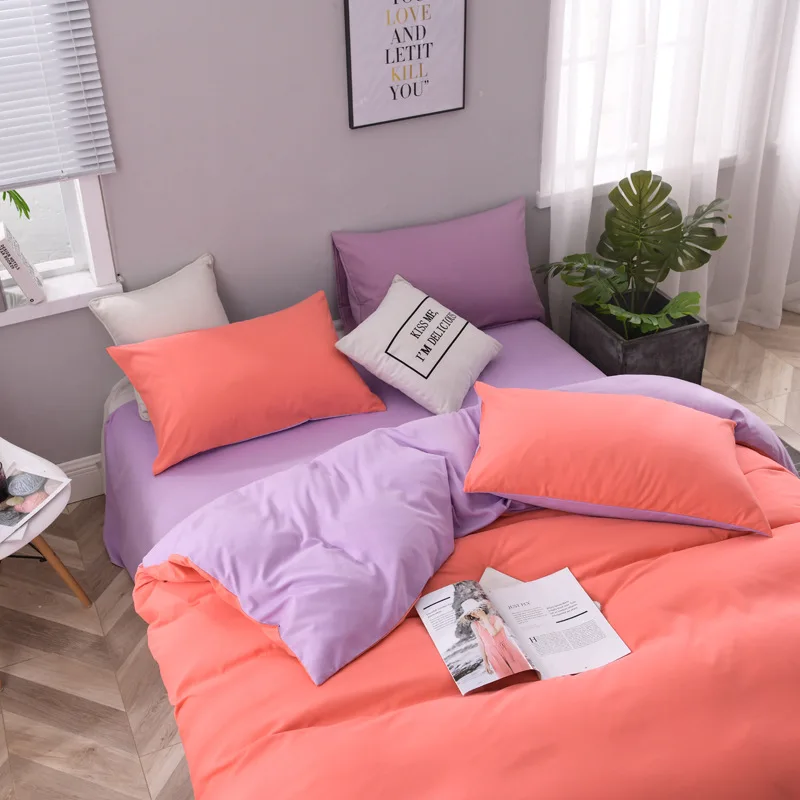 

Solid Bedding Set 3 4 Pcs Duvet Cover Sheet Pillowcase Sets Bed Linen Twin Full Queen Size Bedclothes Comforter Covers