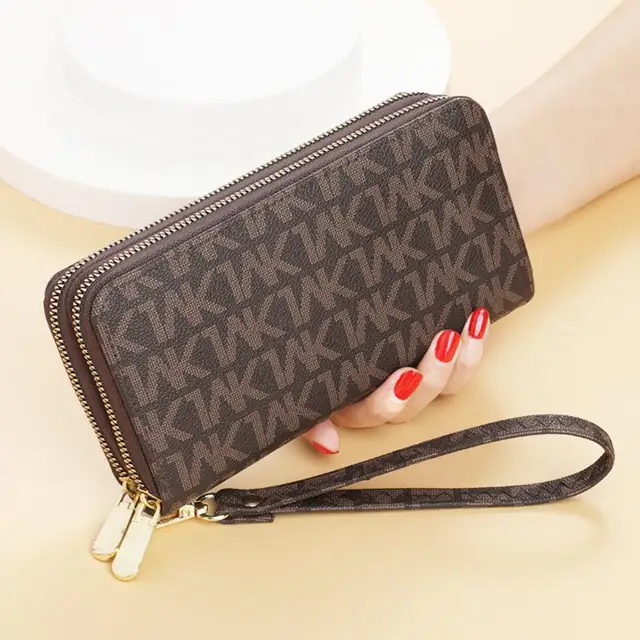 Women Long Wallets Double Zipper Clutches Purse Big Letter Fashion Wristlet Wallet Phone Portfel Damski Card Holder Lady Wallets Dual zippers