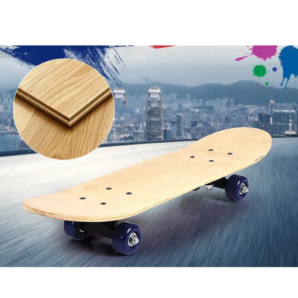 Pro Kids Skateboard Complete Wheel Truck Maple Wood Deck Solid Blank Longboard Skateboard DIY Blank Deck 60x15cm