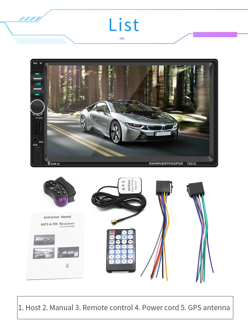 Автомобильный Радио Стерео MP5 плеер " двойной 2Din Авторадио сенсорный Bluetooth gps Navi+ камера+ gps карта - Цвет: only radio