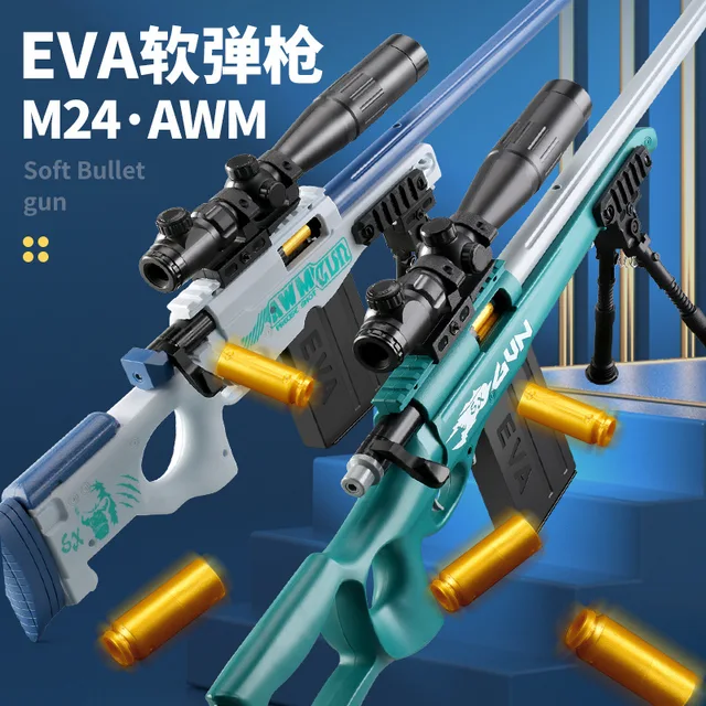 AWM Simulation Sniper Rifle EVA Soft Bullet Manual Toy Gun Airsoft Pneumatic Shotgun Gun Weapon Armas Blaster For Adults Boys CS 1