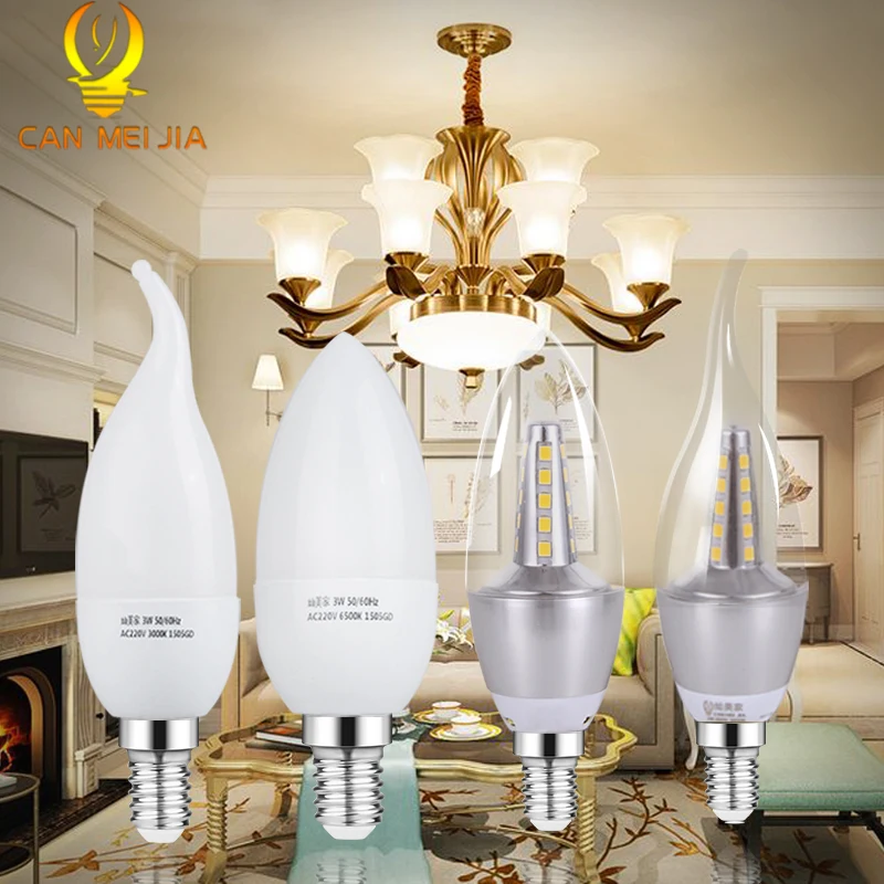 E14 LED Lamp 10 pcs Led Bulb 220V 3W 5W 7W 9W Candle Light Bulbs Flame Ampoule for Chandelier Lighting | Лампы и освещение