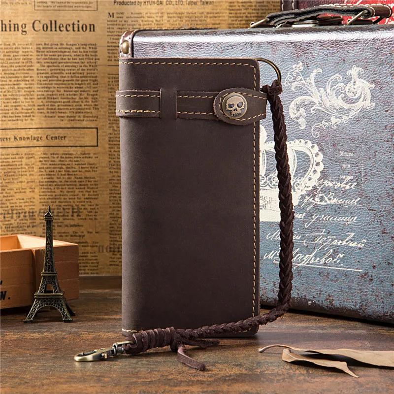 

First Layer Horse Leather Wallet Short Solid Color Retro Men Mobile Phone Bag Outdoor Phone Wallet