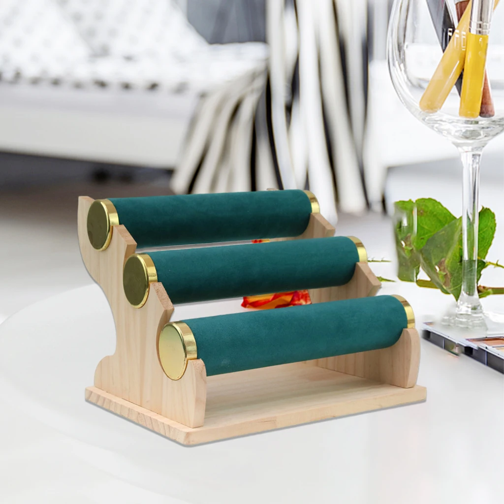 Supporto Per Collane In Bambù - Espositore Gioielli Con Base In Pelle, 9.5x17x25 Cm - Foto 14